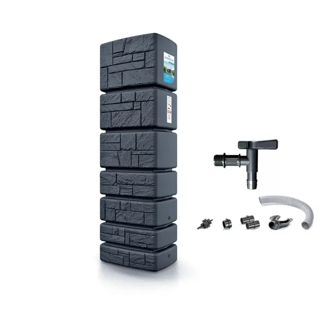 Kreher Tower Stone 350 Liter Regentonne Anthrazit Stein-Optik