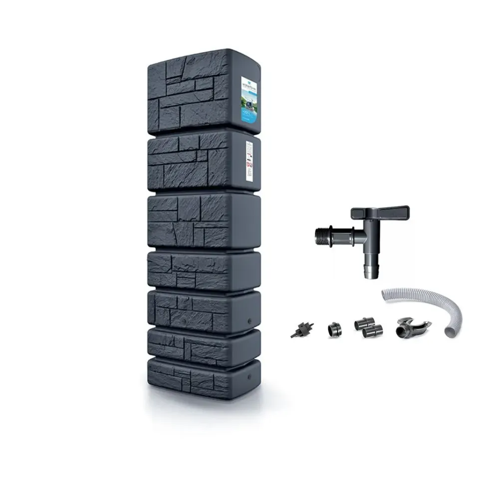 Kreher Tower Stone 350 Liter Regentonne Anthrazit Stein-Optik