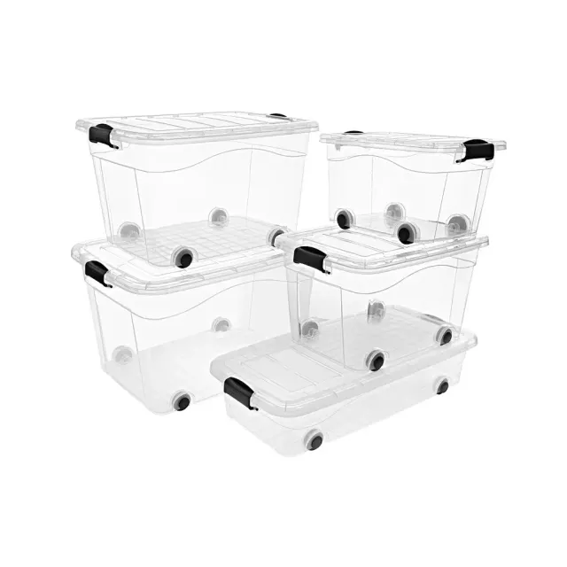 Kreher Roller Box Aufbewahrungsbox 60 L transparent Rollen