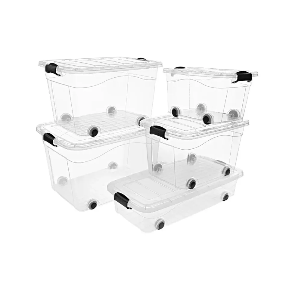 Kreher Roller Box Aufbewahrungsbox 60 L transparent Rollen