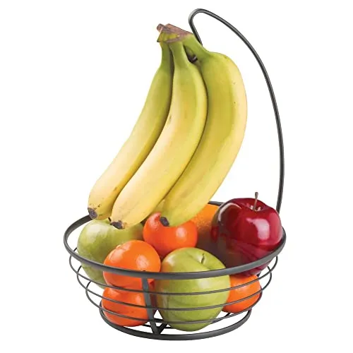 M Design Obstkorb mit Bananenhaken mattschwarz Metall