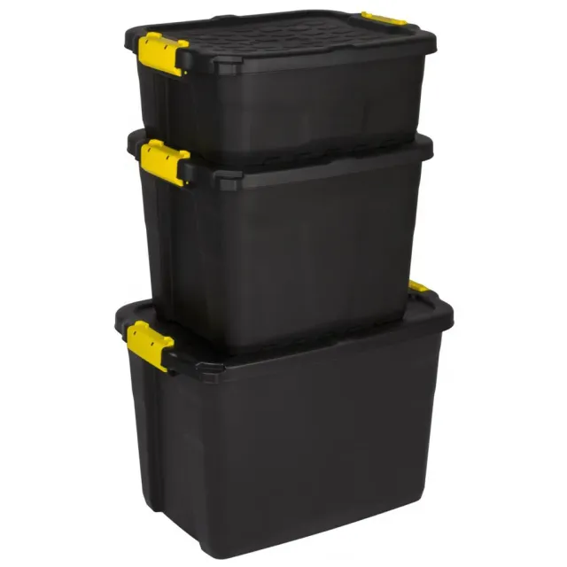 Kreher Tough Boxen Lagerbox 24+42+60 L schwarz Set