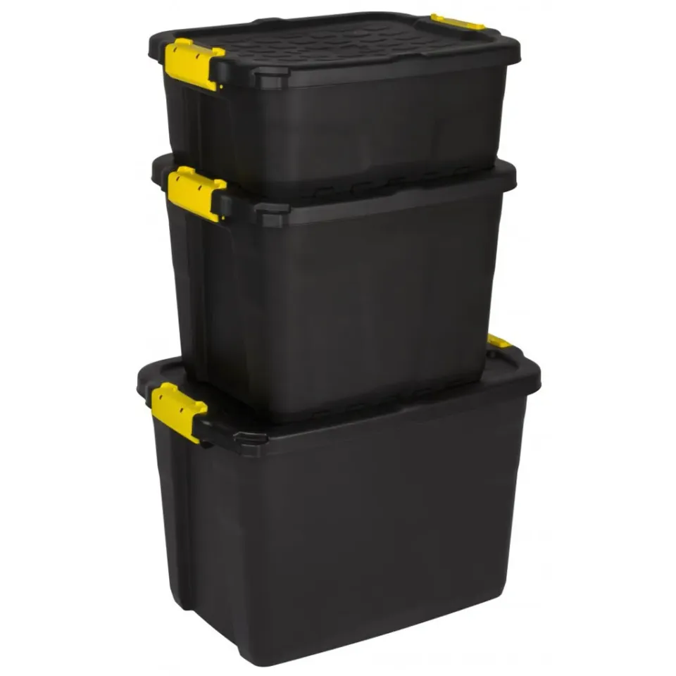 Kreher Tough Boxen Lagerbox 24+42+60 L schwarz Set