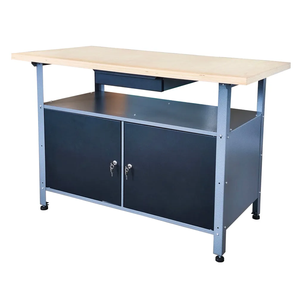 Kreher XL Werkbank Metall 120x60cm schwarz abschließbar