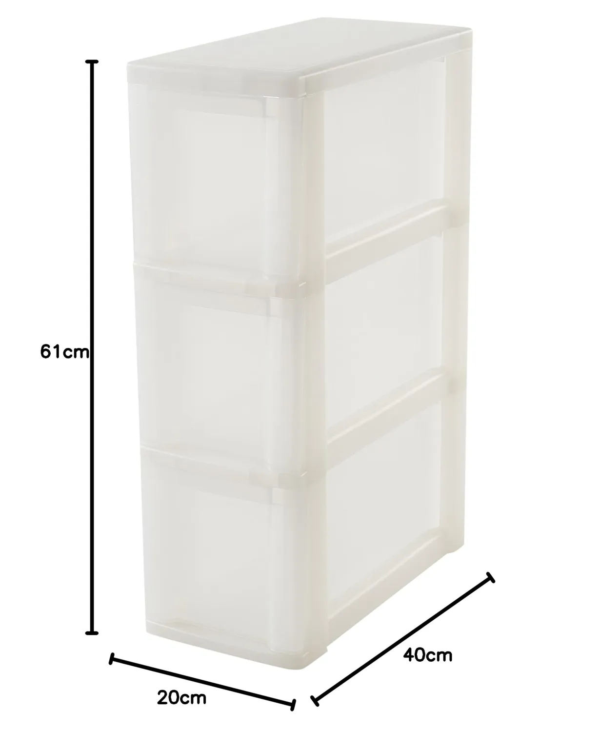 Iris Ohyama NSC-203 Rollcontainer weiß 3x10L mit Rollen