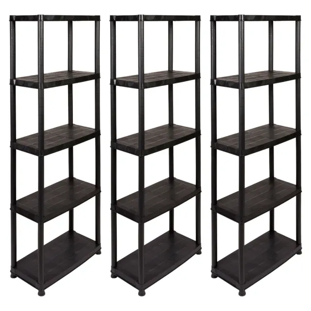 Kreher Primo Plus Kunststoffregal 3er-Set Schwarz 5 Böden