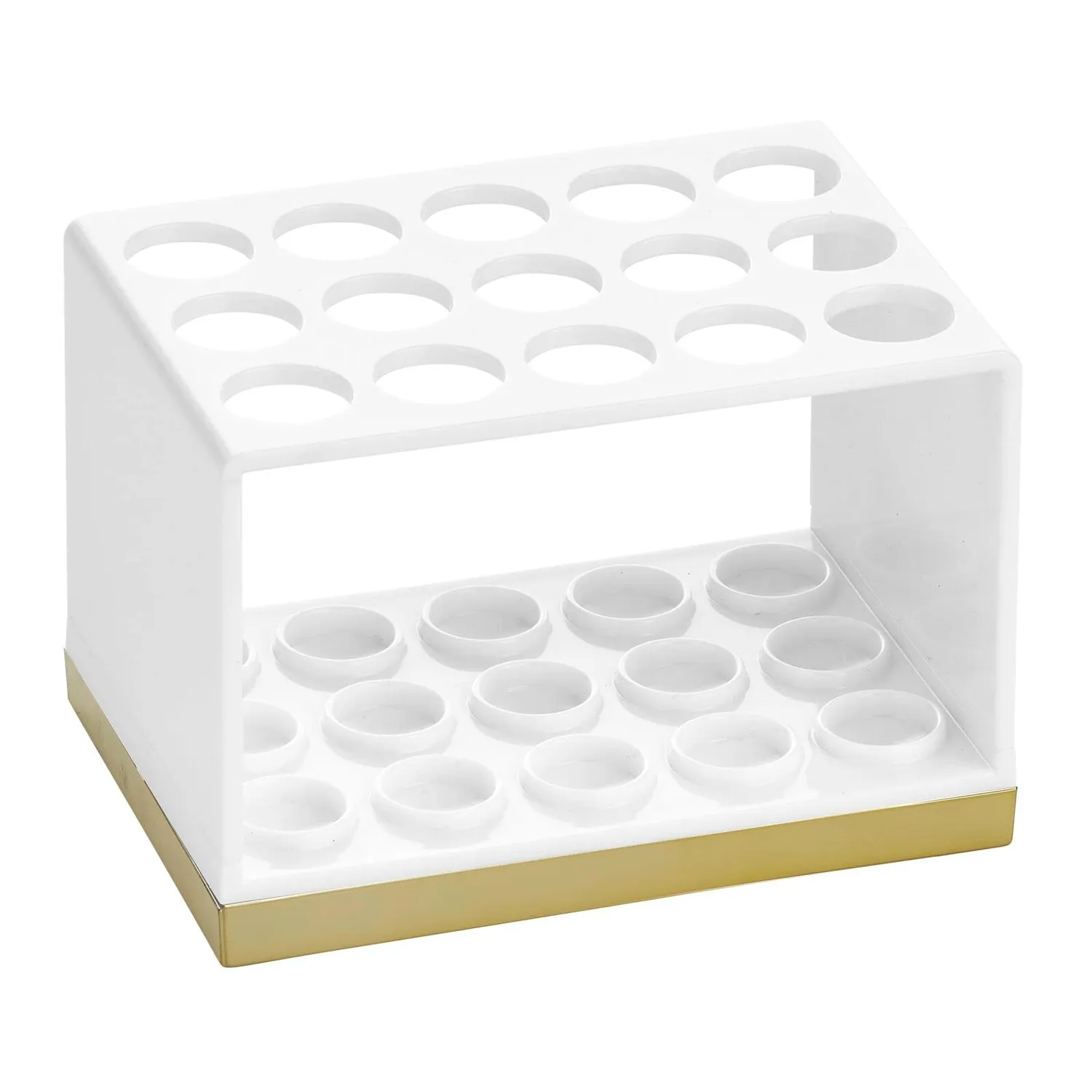 mDesign Kosmetik Organizer 15 Fächer weiß-messing für Pinsel