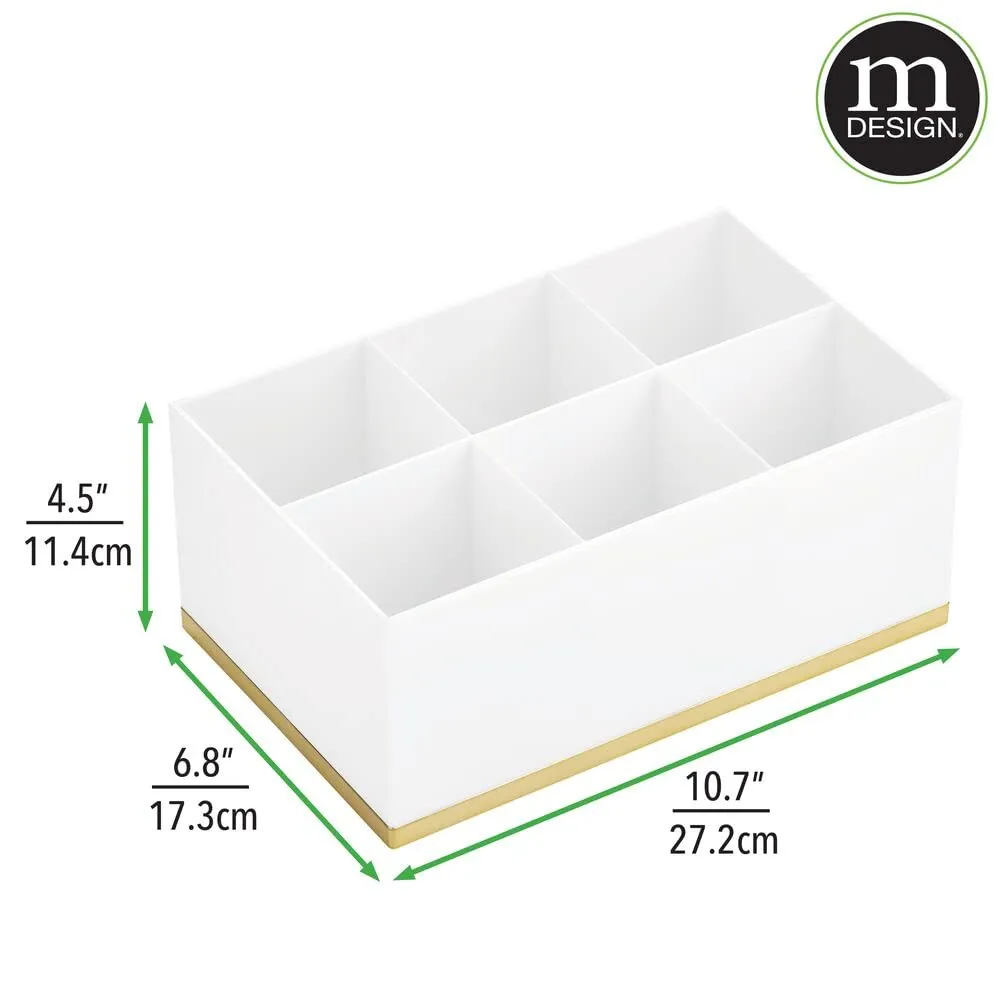 mDesign Make-up Organizer 6 Fächer weiß messingfarben Kunststoff
