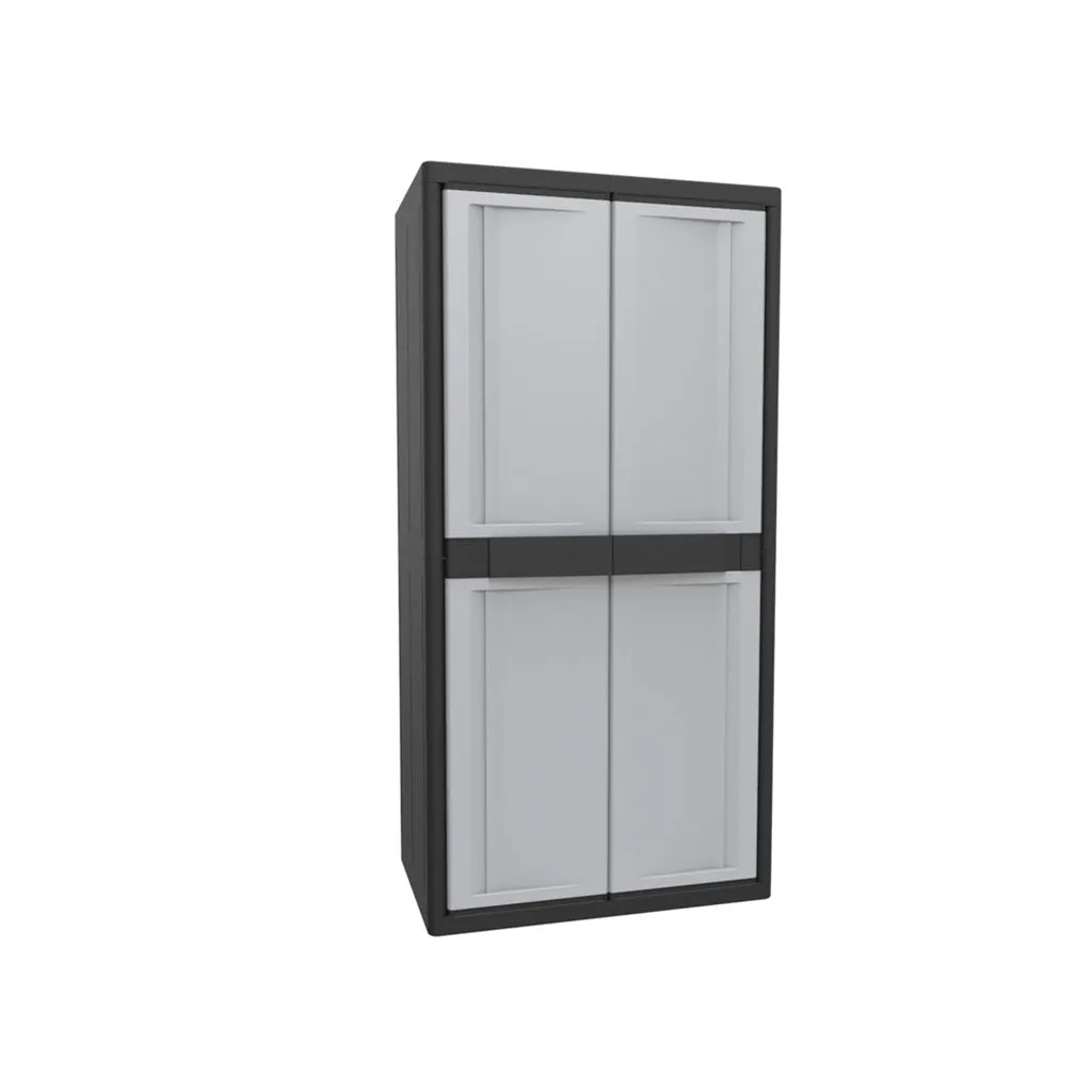 Kreher Jumbo Schrank 3 Böden Kunststoffschrank 2er Set Schwarz Grau