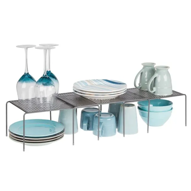 mDesign 02602 Küchenregal 3er Set grau ausziehbar Metall