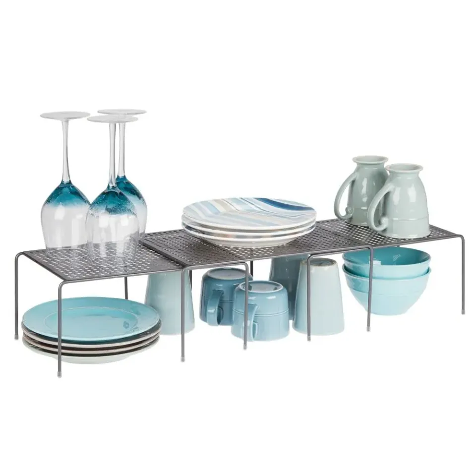 mDesign 02602 Küchenregal 3er Set grau ausziehbar Metall
