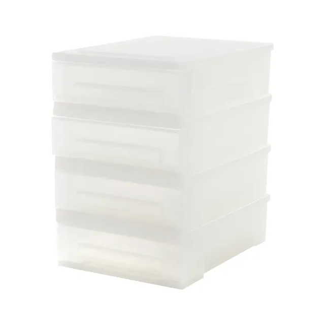 Iris Ohyama SD-110 Schubladenbox Frostweiß 4x7,5L stapelbar
