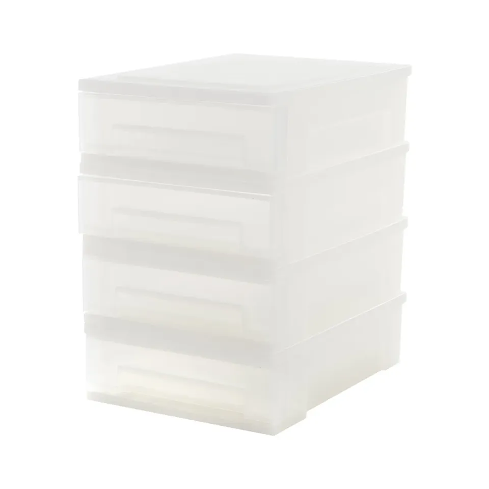 Iris Ohyama SD-110 Schubladenbox Frostweiß 4x7,5L stapelbar