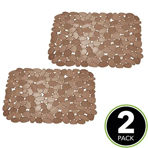 mDesign Spülenmatte PVC 2 Stück Bernstein Kiesel