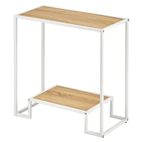 M Design Beistelltisch 2-stöckig weiß braun Metall Holz