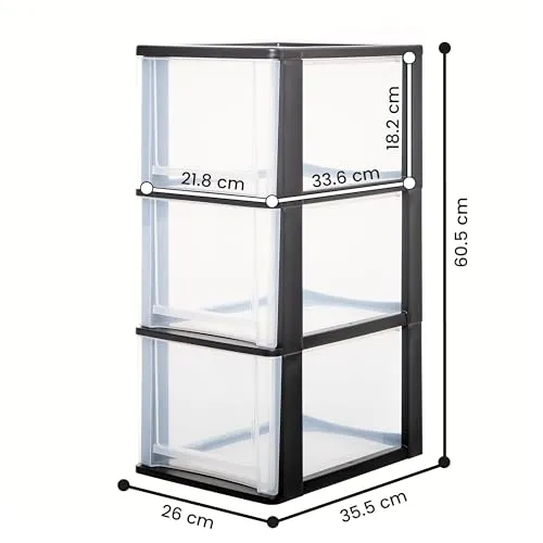 Iris Ohyama DDOCH Schubladenbox 3x13L Schwarz A4 BPA-frei
