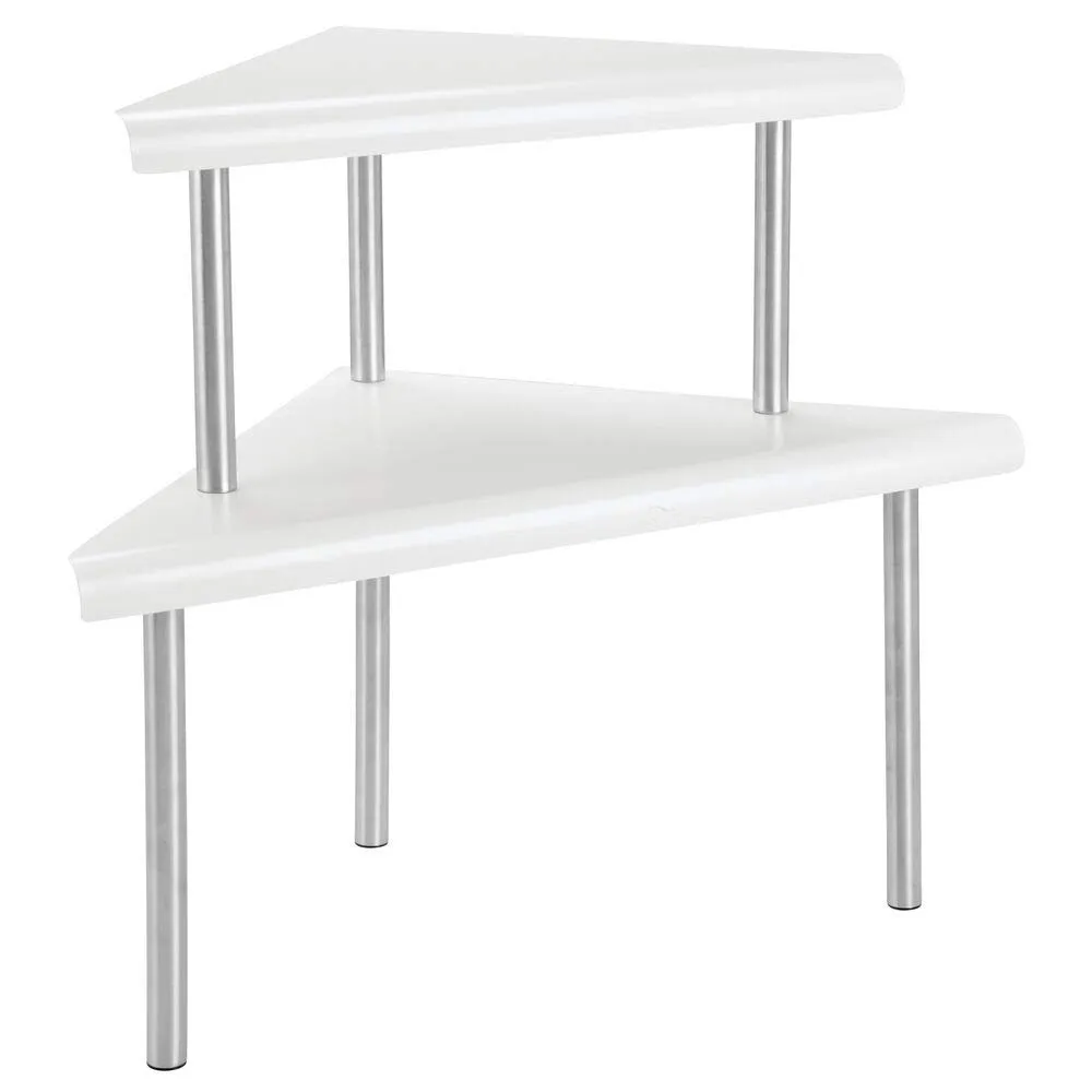 mDesign Eckregal Küche 2 Etagen Metall weiß matt 38cm