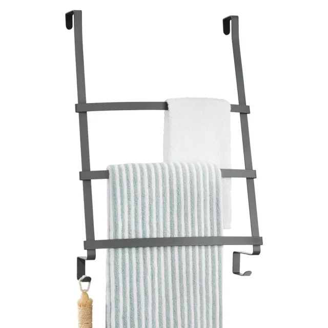 mDesign Türgarderobe Handtuchhalter dunkelgrau 3 Stangen