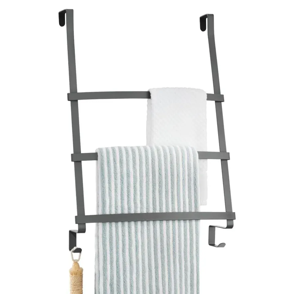 mDesign Türgarderobe Handtuchhalter dunkelgrau 3 Stangen