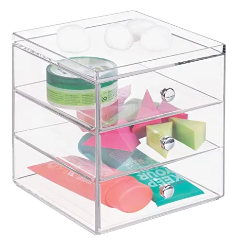 M Design Make-up Organizer Kosmetikbox 3 Schubladen transparent