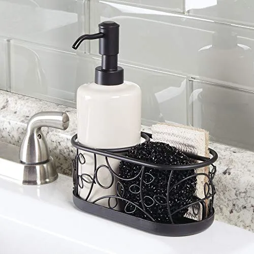 M Design Seifenspender mit Schwammhalter creme-schwarz nachfüllbar