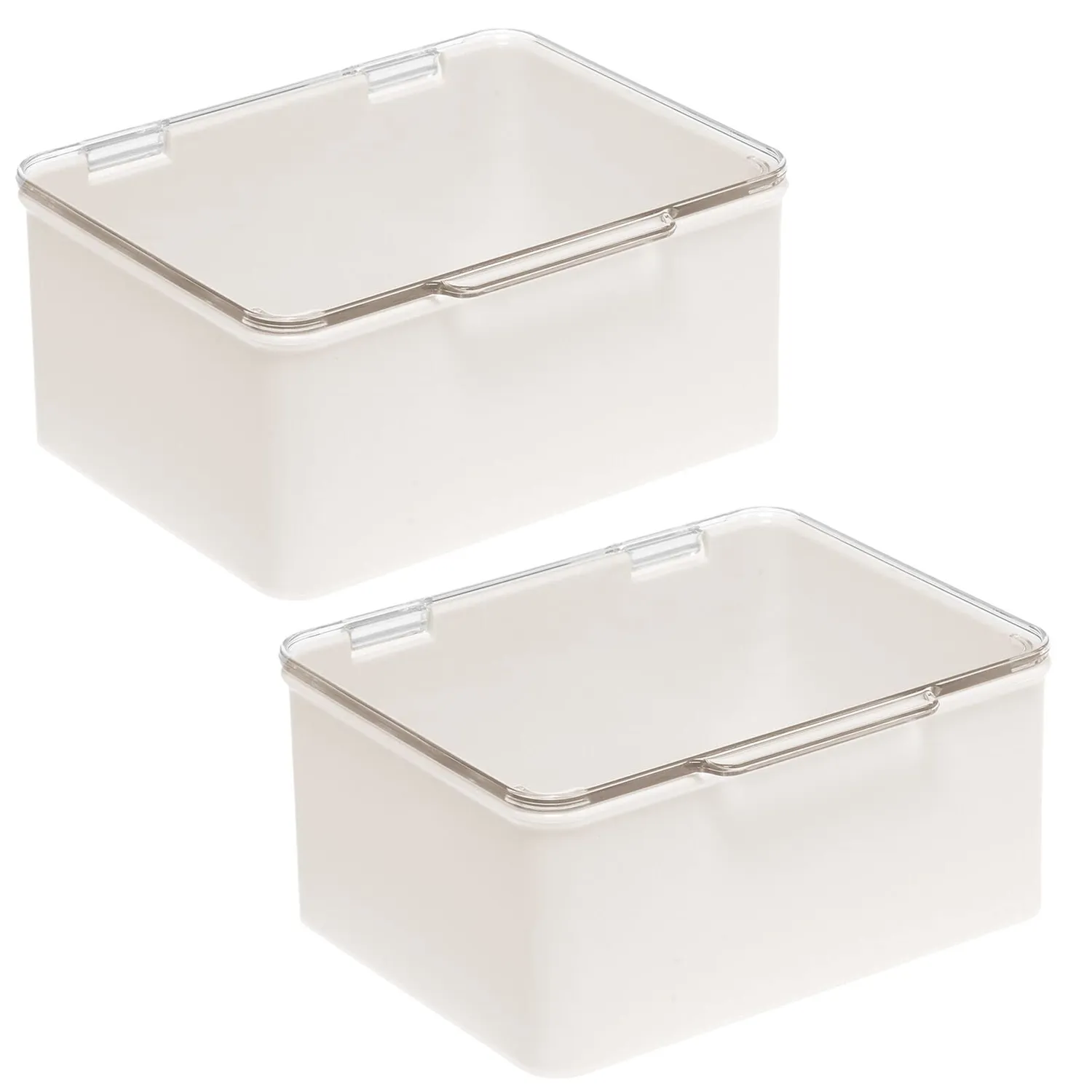 mDesign Aufbewahrungsbox Bastel Creme 2er-Set klein