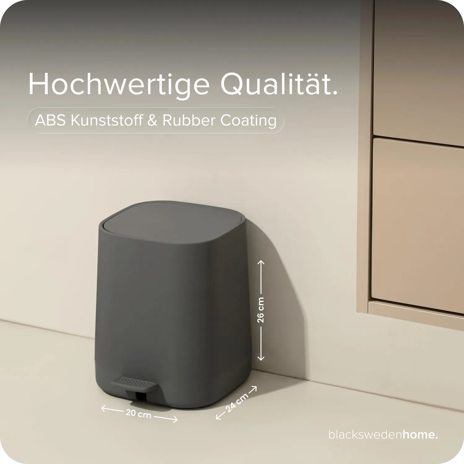 Black Mülleimer Bad 5L dunkelgrau Softclose