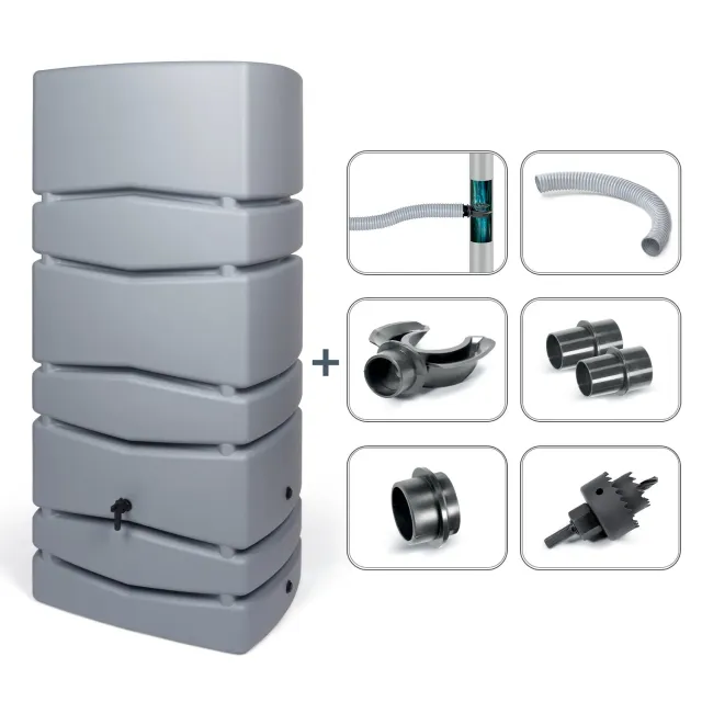 Kreher Aqua Tower Wassertank 650 Liter Grau glatt Hahn