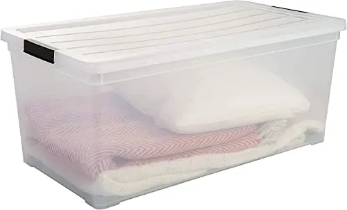 Iris Ohyama NCS-420 Box 70L 3er-Set transparent mit Rollen
