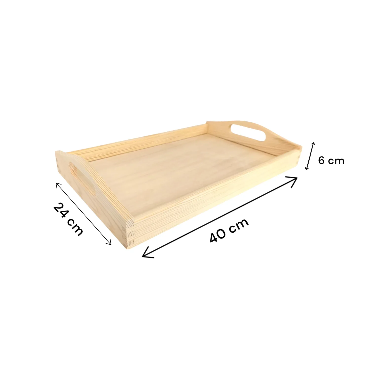 GoodFreshDecor Serviertablett Holz 40 cm braun Griffe