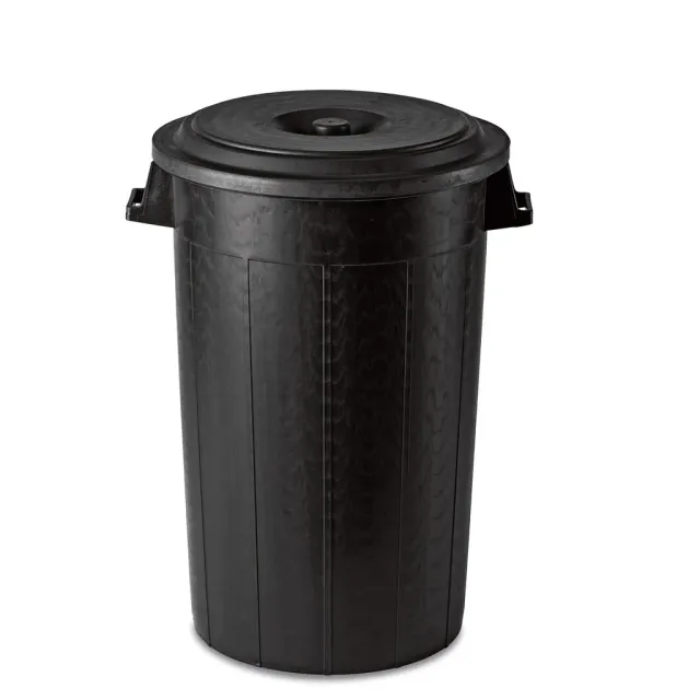Kreher Abfalltonne 70 Liter Schwarz mit Deckel