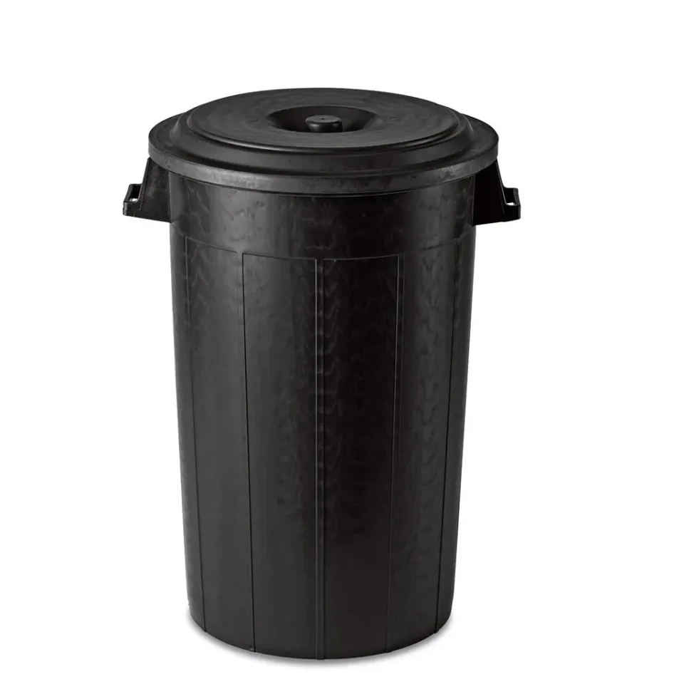 Kreher Abfalltonne 70 Liter Schwarz mit Deckel