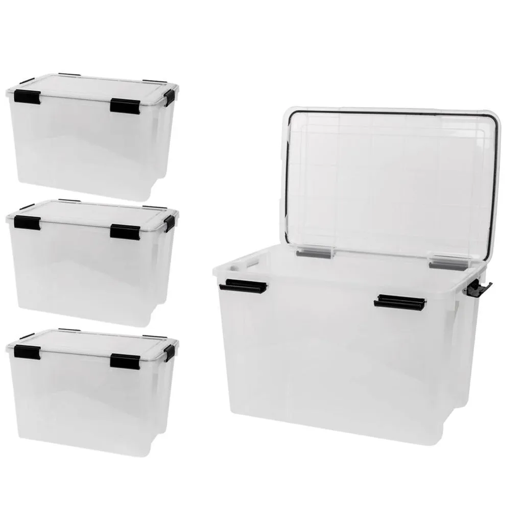 Kreher Box mit Dichtung Aufbewahrungsbox 70L 4er Set transparent
