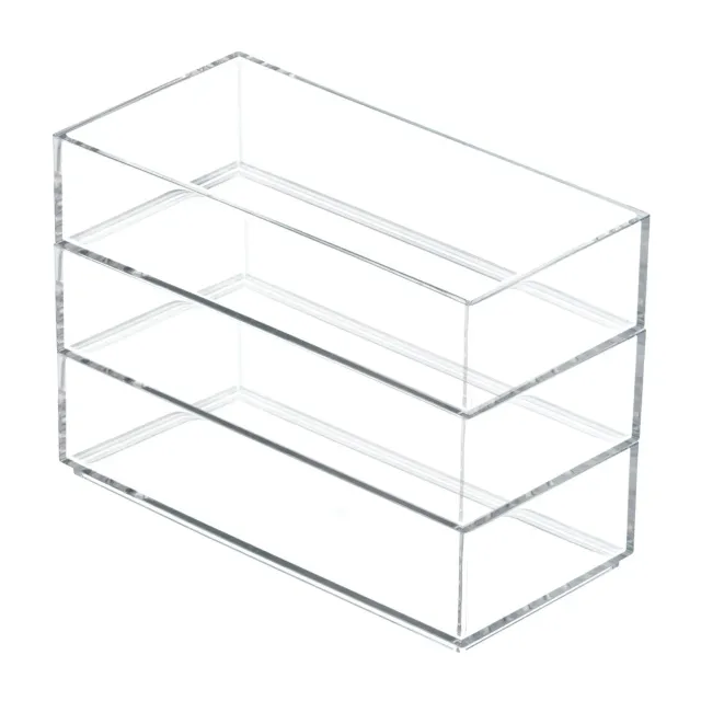 mDesign Kosmetik Organizer Box 3er-Set durchsichtig 20,3 cm stapelbar