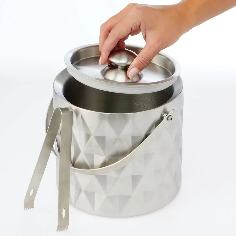 mDesign Flaschenkühler Edelstahl 3 l mit Deckel Zange