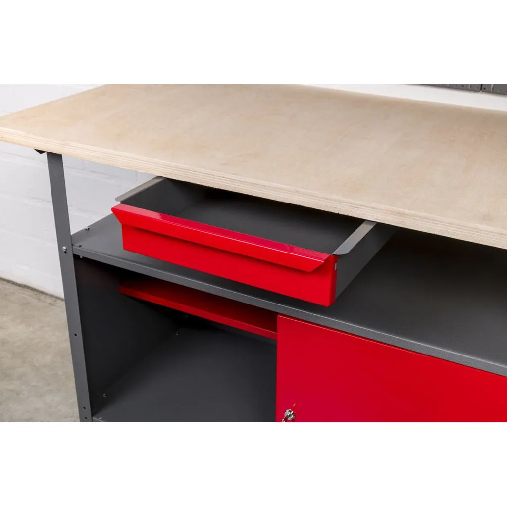 Kreher XL Werkbank Metall 120cm Werkbank 2er-Set rot