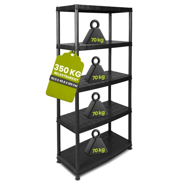 Kreher Deluxe 18 Zoll Schwerlastregal 5 Böden Schwarz 70 kg