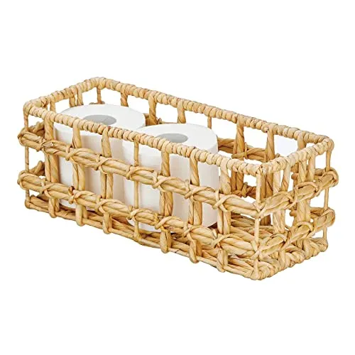 mDesign WC Korb Hyazinthe 38,1 cm für 3 Rollen natur