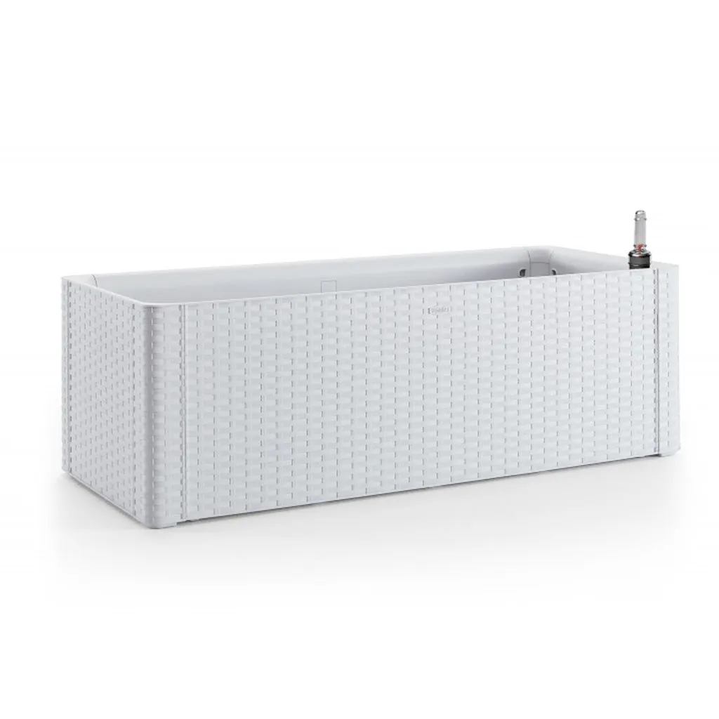 Kreher Pflanzkasten Rattan-Optik Weiß breit 35 Liter