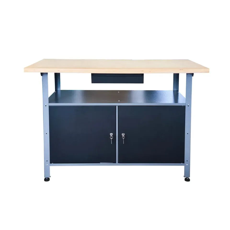 Kreher XL Werkbank Metall 120x60cm schwarz abschließbar