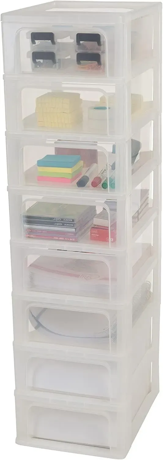 Iris Ohyama Organizer Aufbewahrungsturm 8x7L weiß