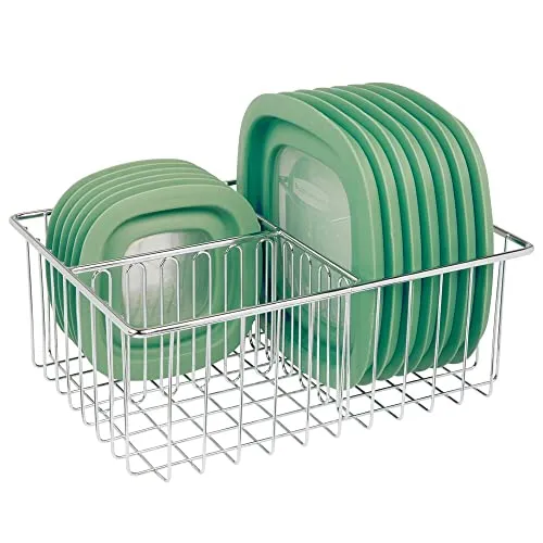 mDesign Deckelhalter Küchen Organizer silberfarben 3 Fächer Metall
