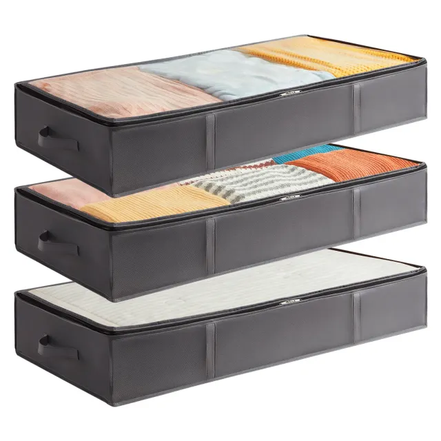 Lifewit Unterbettbox 75L Grau Flach Aufbewahrungstasche