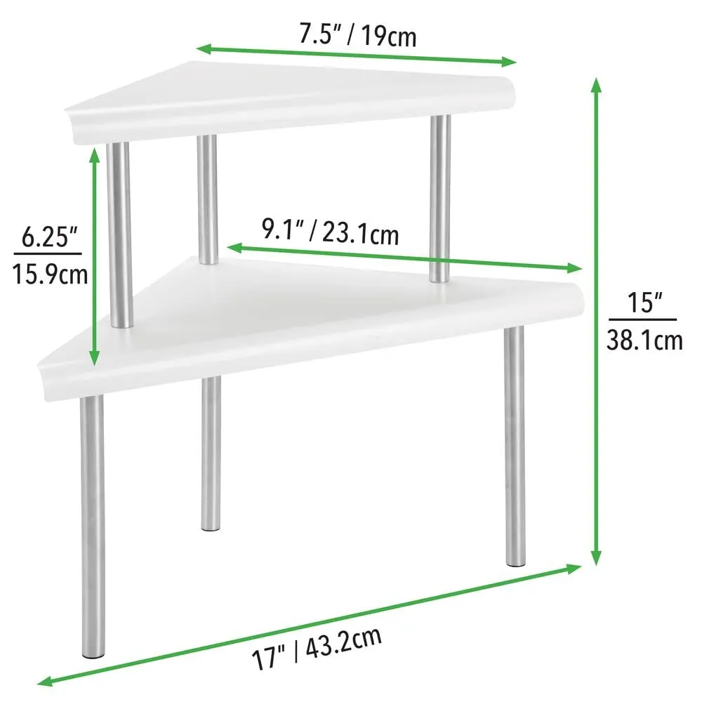 mDesign Eckregal Küche 2 Etagen Metall weiß matt 38cm