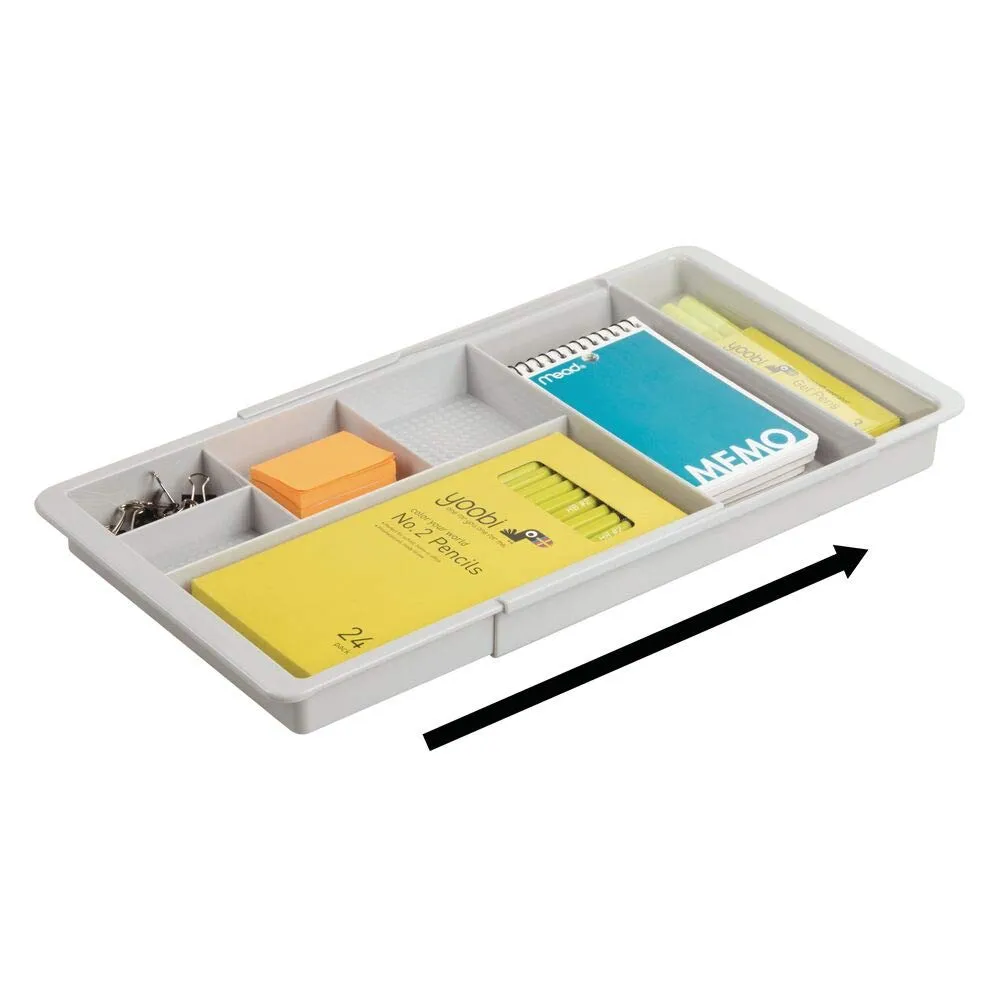 mDesign Schubladenbox Schreibtisch Organizer Hellgrau 7 Fächer