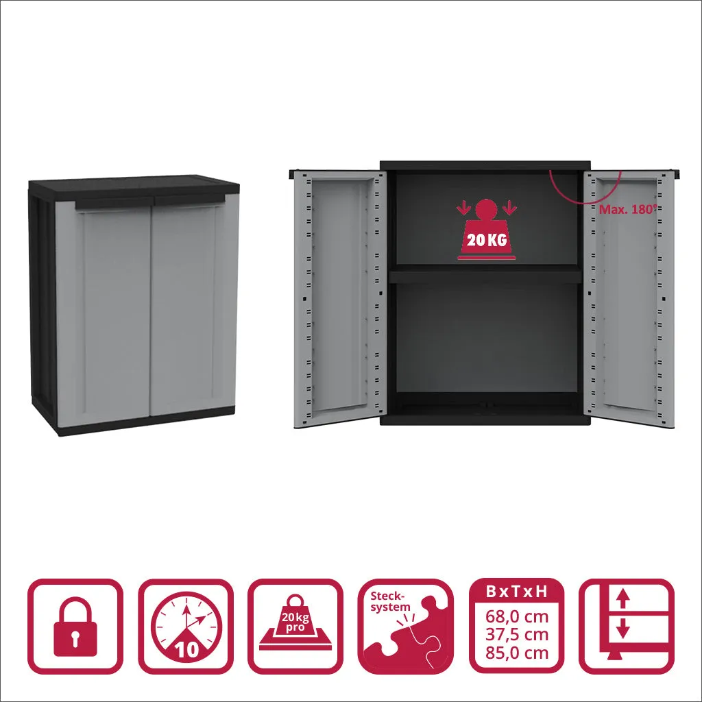Kreher J Twist Schrank-Set Kunststoffschrank grau 2-teilig