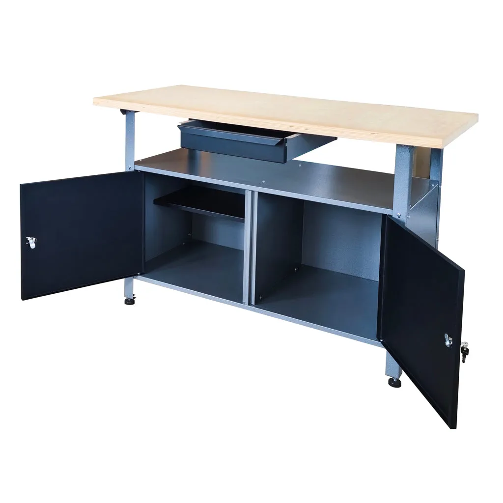 Kreher XL Werkbank Metall 120x60cm schwarz abschließbar