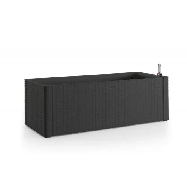 Kreher XL Pflanzkasten Rattan 100cm anthrazit 90L Wasserspeicher