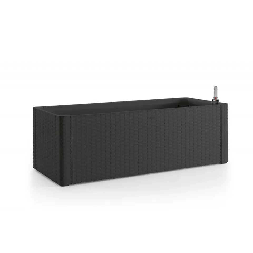 Kreher XL Pflanzkasten Rattan 100cm anthrazit 90L Wasserspeicher