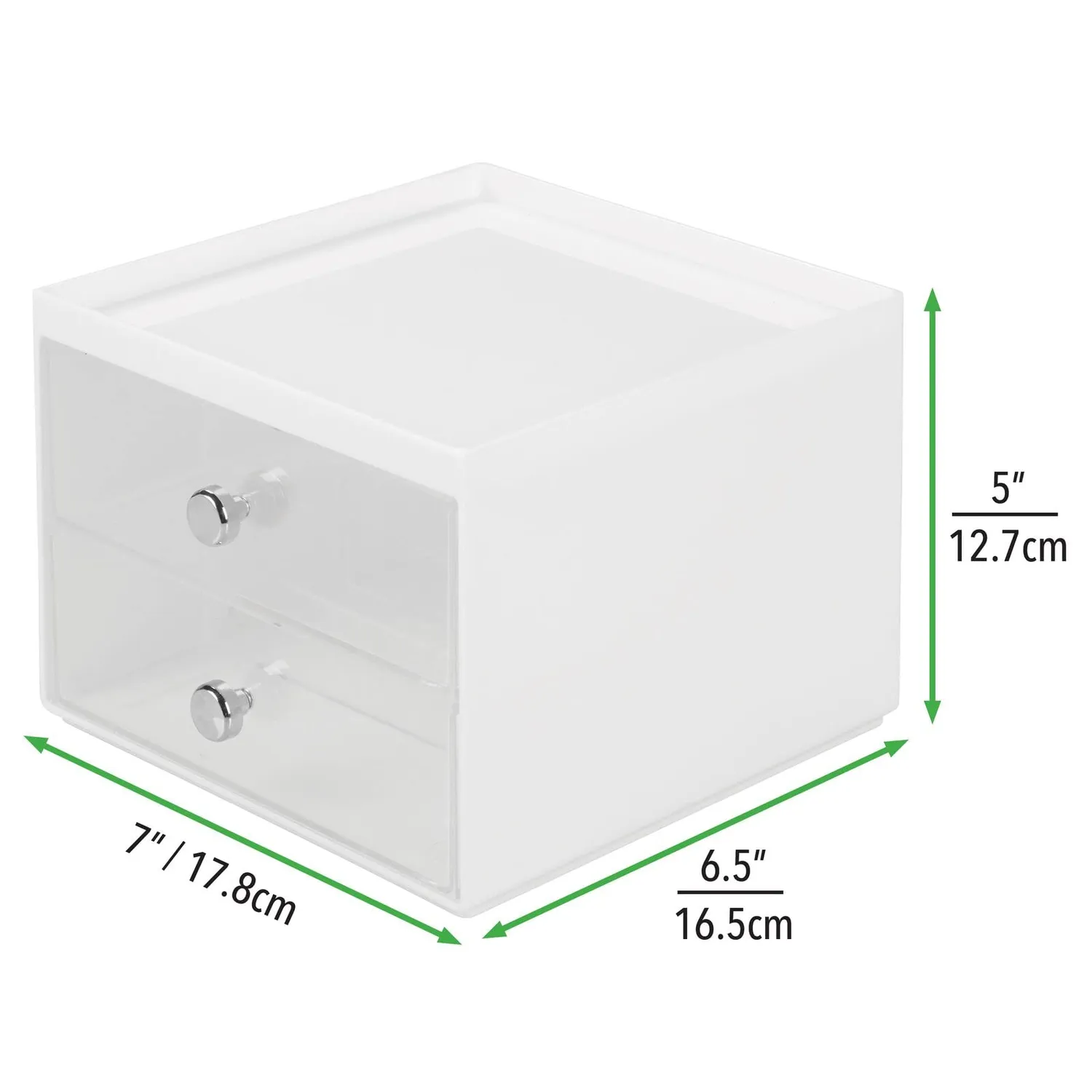 mDesign Brillenbox 2 Schubladen weiß-transparent Aufbewahrung
